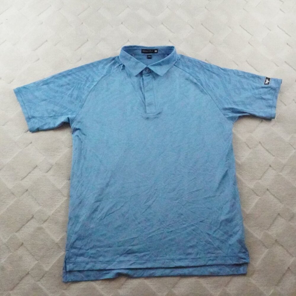 Waggle Polo Shirt Mens Large Blue Performance Golf Stretch Preppy